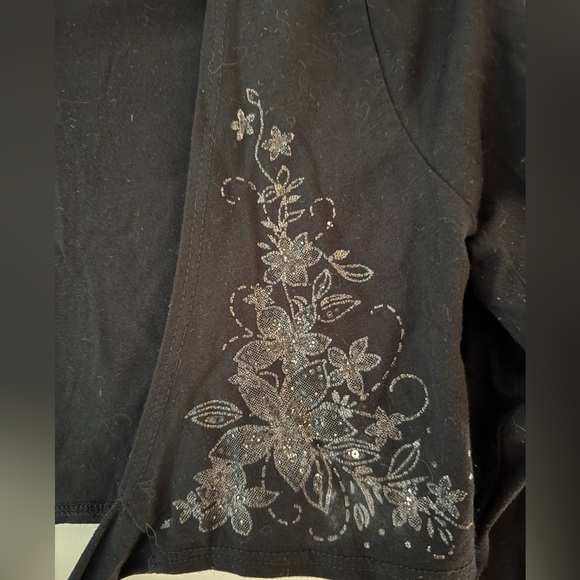 Black Floral Embellished Tie-Front Bolero - Picture 3 of 6